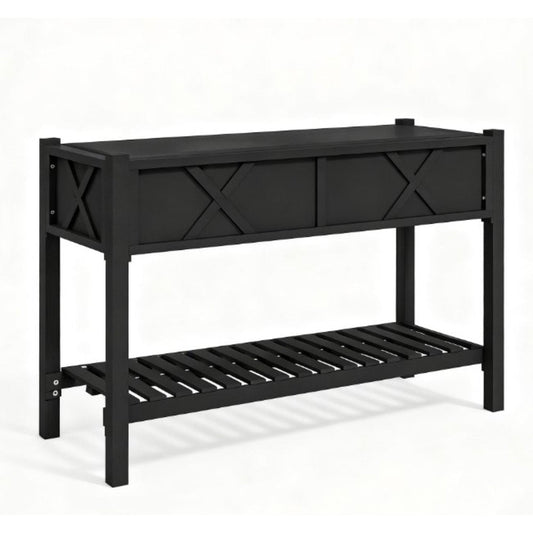 32" X 47" Black Wood Rectangular Planter Box