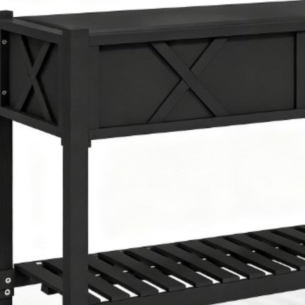 32" X 47" Black Wood Rectangular Planter Box — view 2