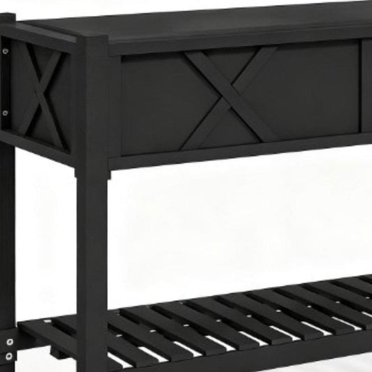 32" X 47" Black Wood Rectangular Planter Box