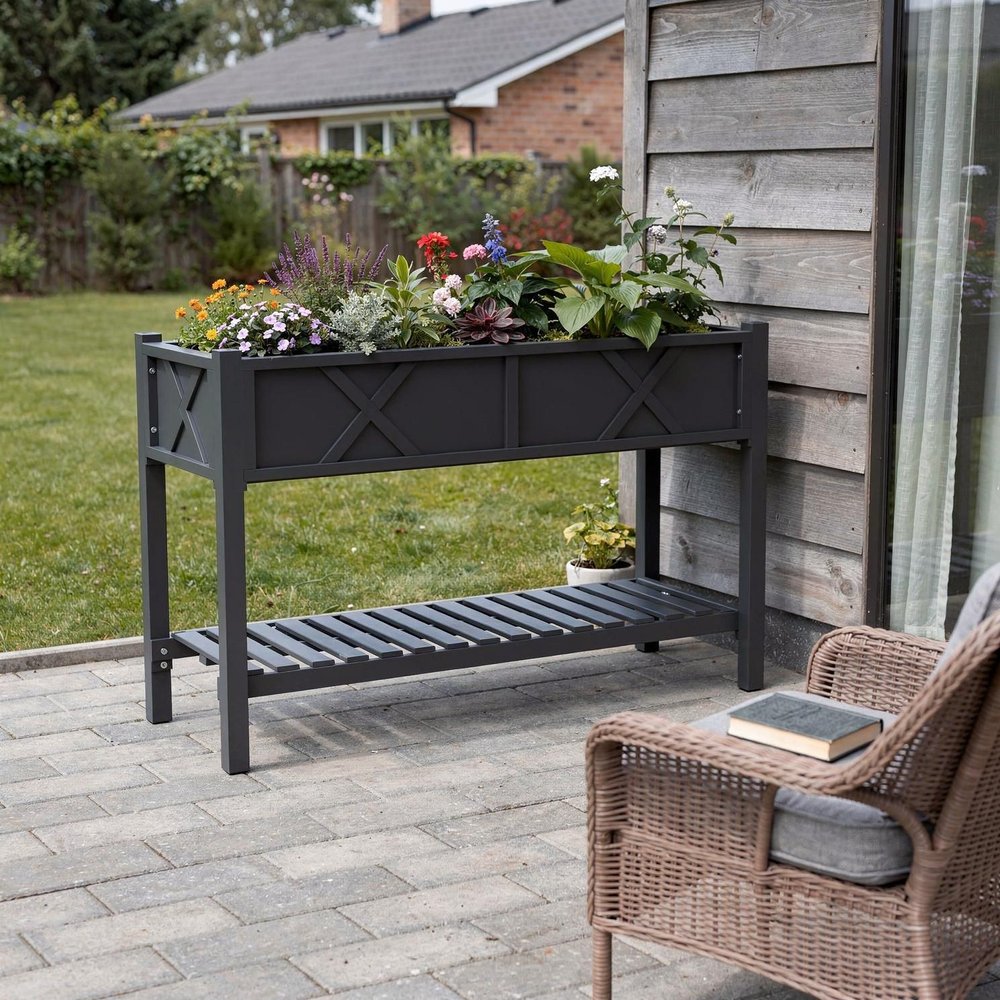 32" X 47" Black Wood Rectangular Planter Box — view 4