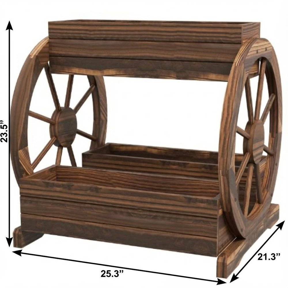 24" X 25" Brown Wood Rectangular Planter Box — view 3