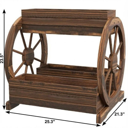 24" X 25" Brown Wood Rectangular Planter Box