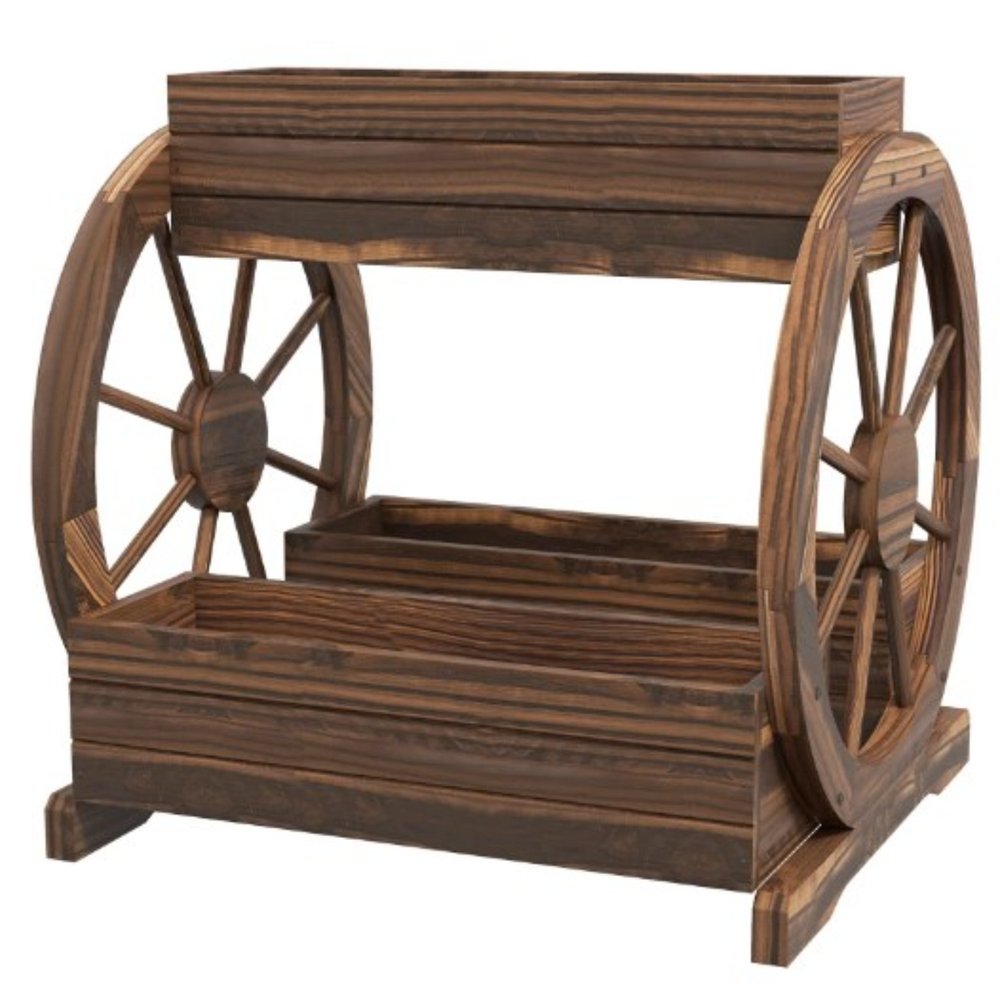 24" X 25" Brown Wood Rectangular Planter Box — view 1