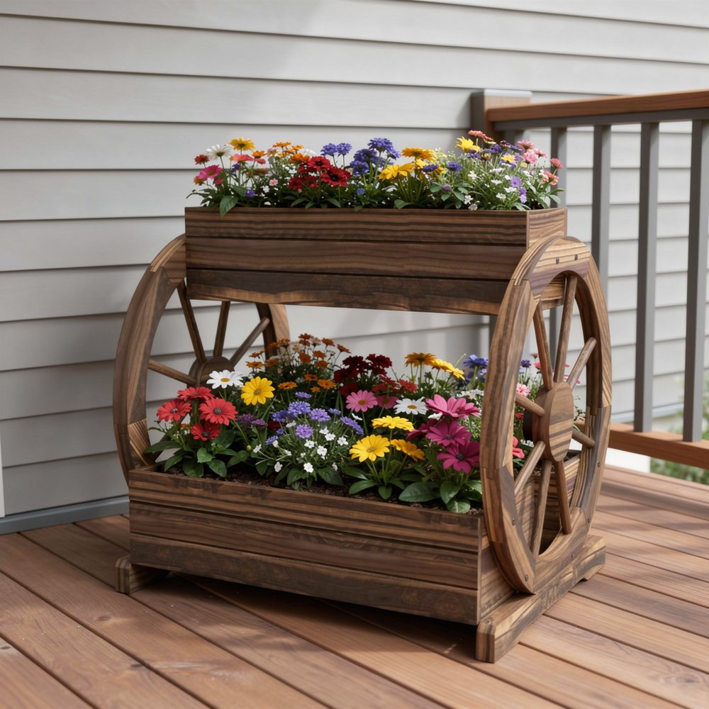 24" X 25" Brown Wood Rectangular Planter Box — view 2