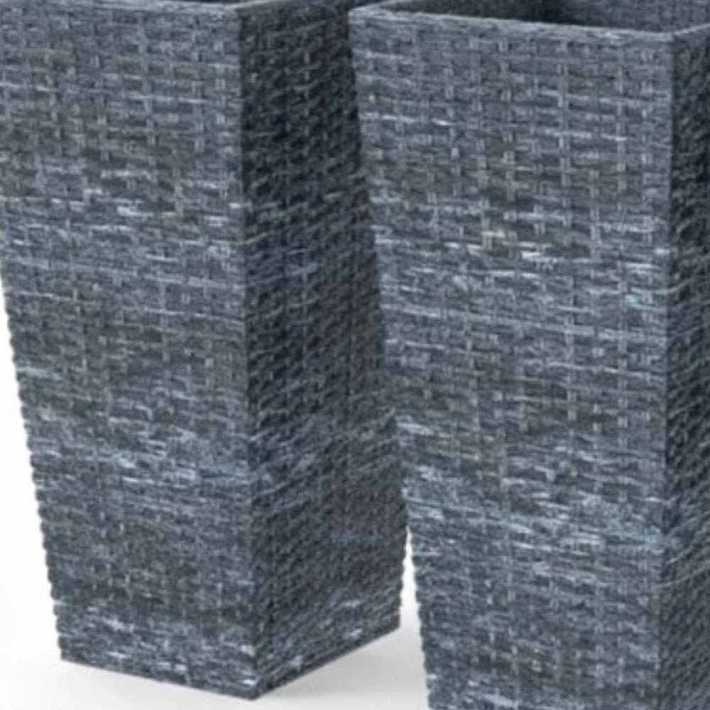 Set of Three Light Gray Recycled Plastic Rectangular Planter Box — view 2