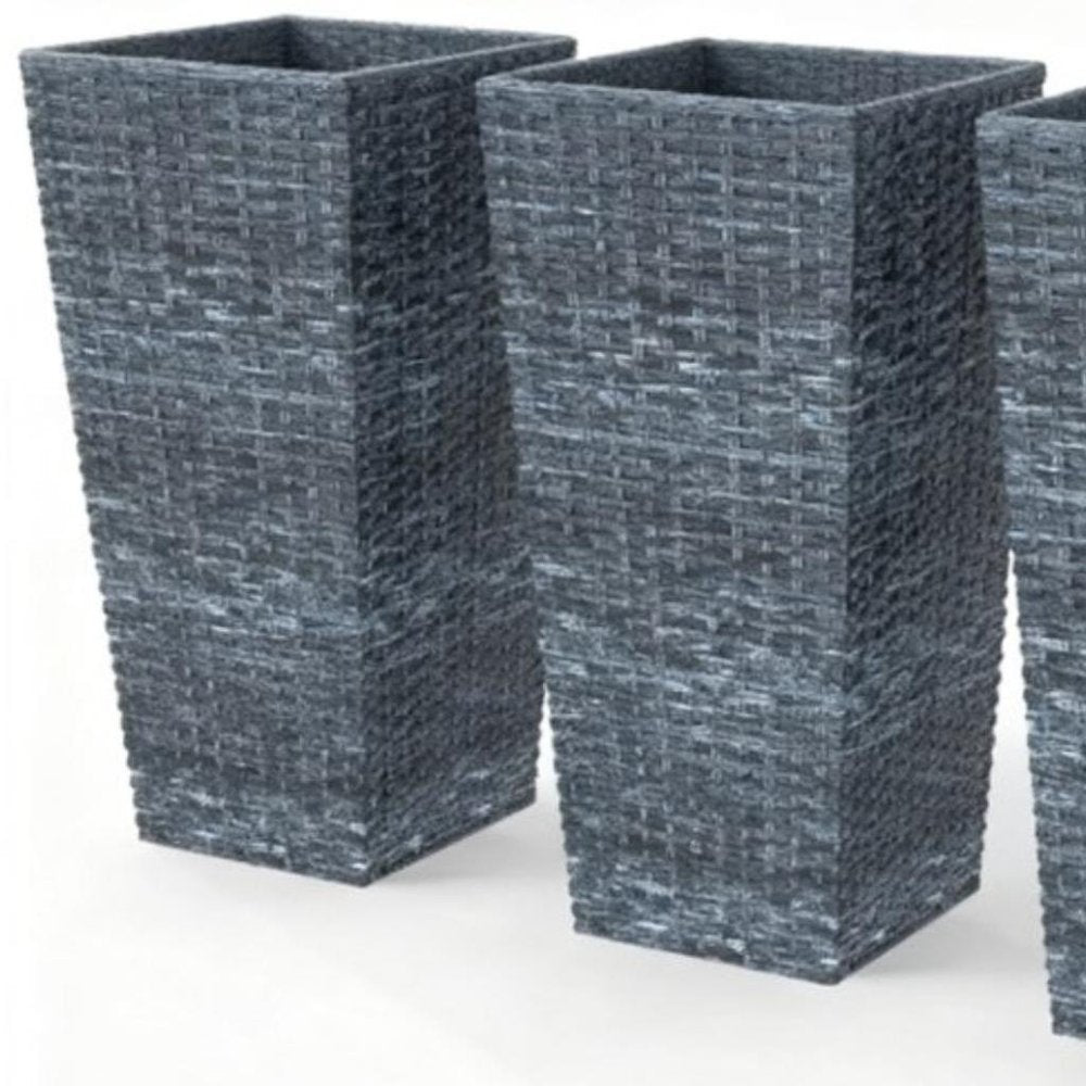 Set of Three Light Gray Recycled Plastic Rectangular Planter Box — view 3