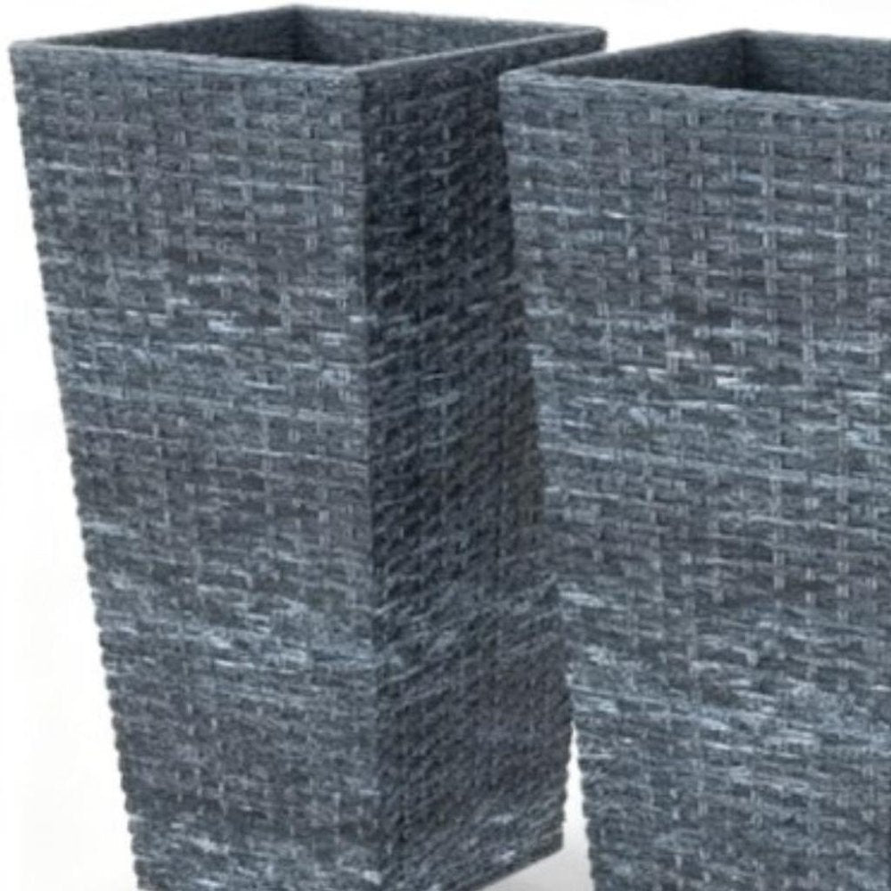 Set of Three Light Gray Recycled Plastic Rectangular Planter Box — view 4