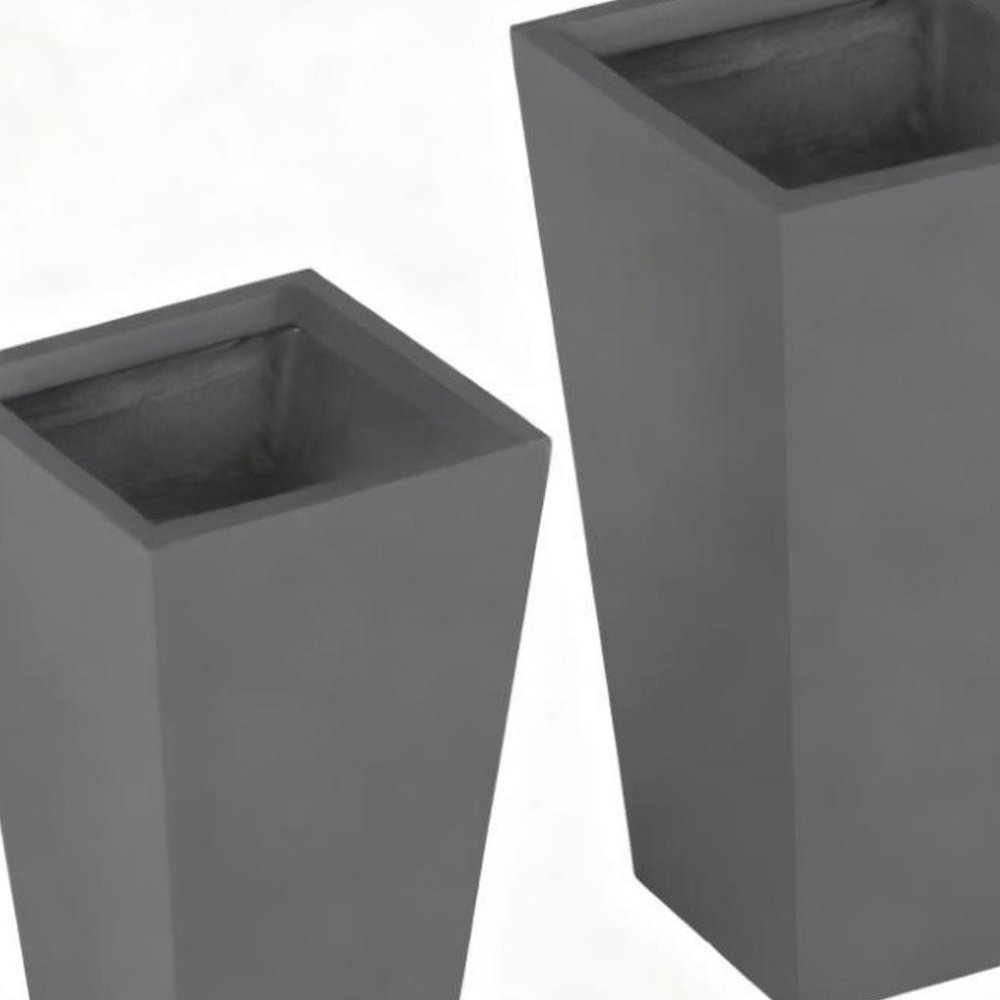 Set of Two Light Gray Magnesium Oxide Rectangular Planter Box — view 2