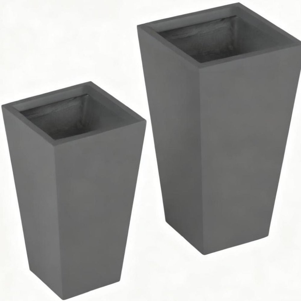 Set of Two Light Gray Magnesium Oxide Rectangular Planter Box — view 3