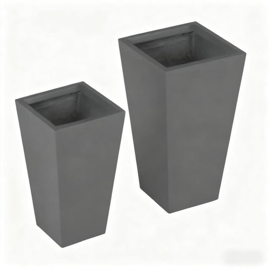 Set of Two Light Gray Magnesium Oxide Rectangular Planter Box