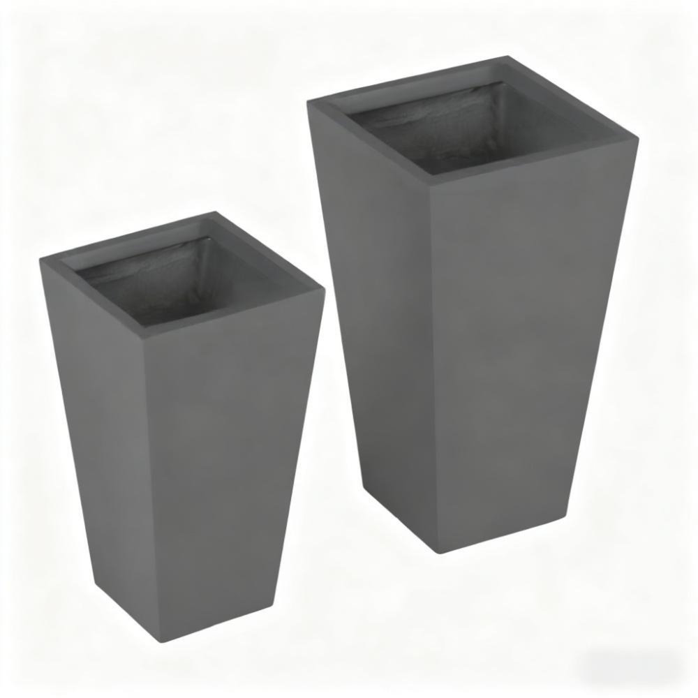 Set of Two Light Gray Magnesium Oxide Rectangular Planter Box — view 1
