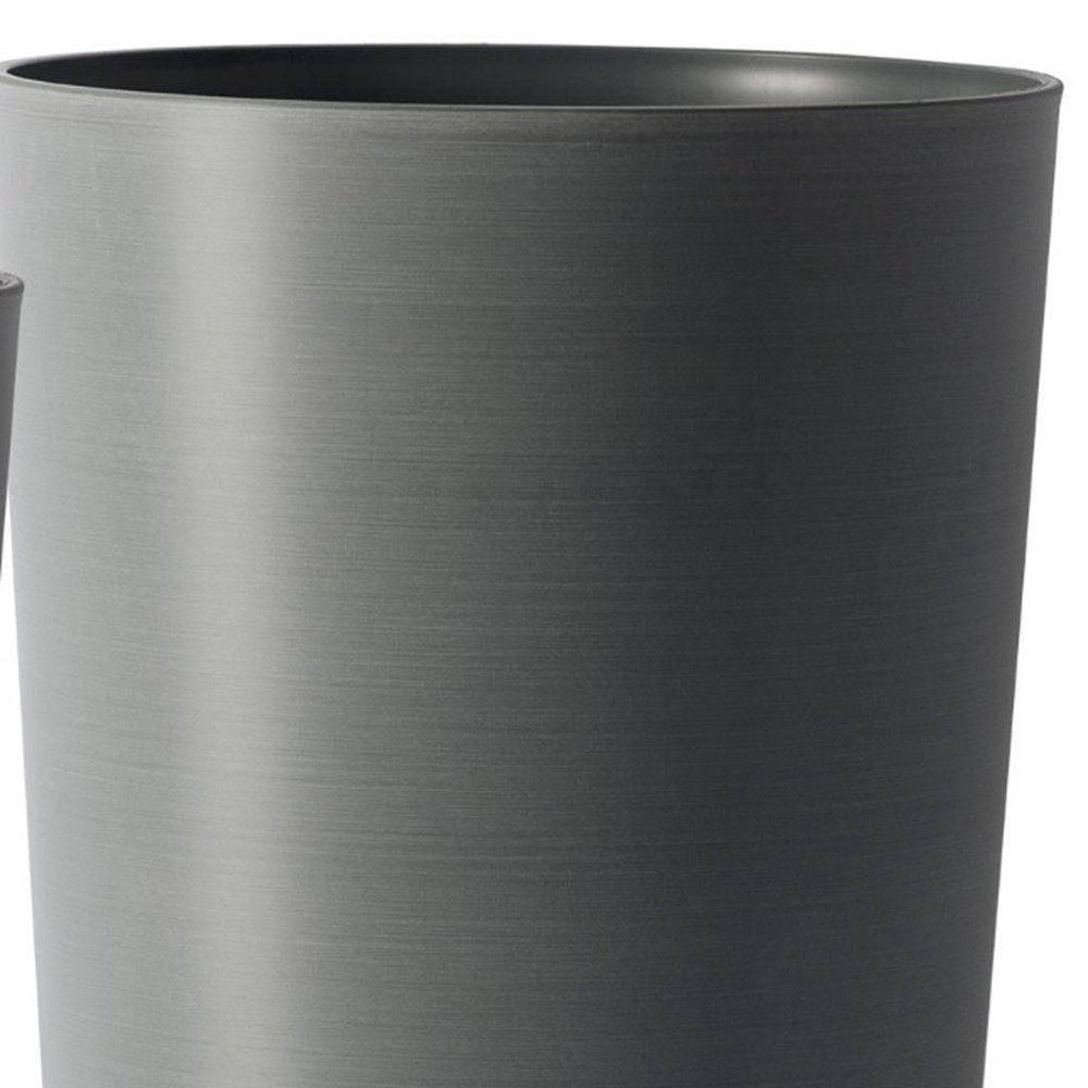 Set of Two Light Gray Heavy Duty Plastic Cylindrical Planter Pots — view 2