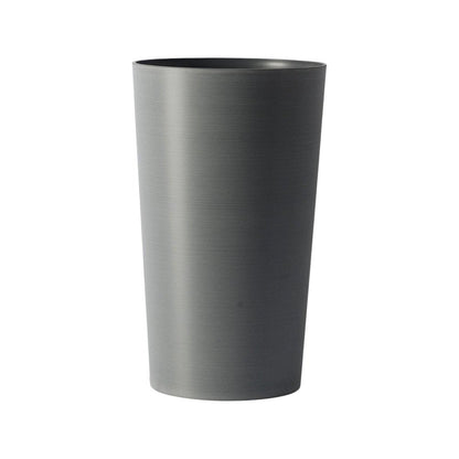 Set of Two Light Gray Heavy Duty Plastic Cylindrical Planter Pots