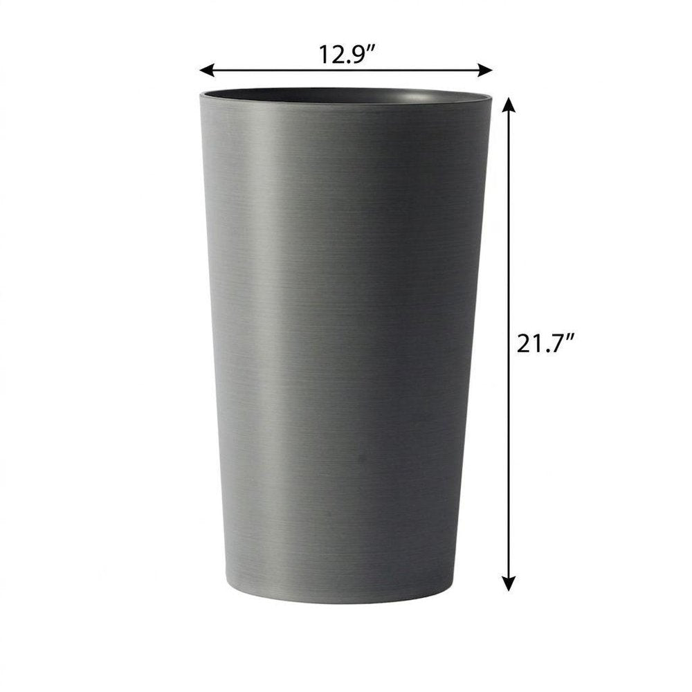 Set of Two Light Gray Heavy Duty Plastic Cylindrical Planter Pots — view 7