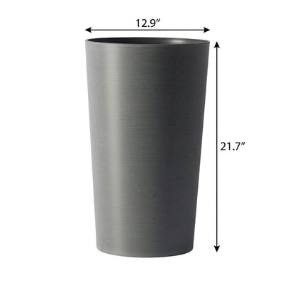 Set of Two Light Gray Heavy Duty Plastic Cylindrical Planter Pots