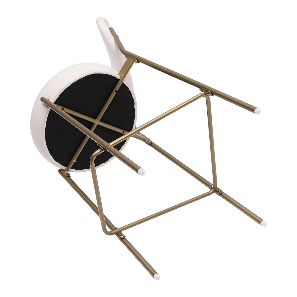 Set of Two 29" White And Gold Velvet And Metal Low Back Bar Height Bar Chairs HomeRoots