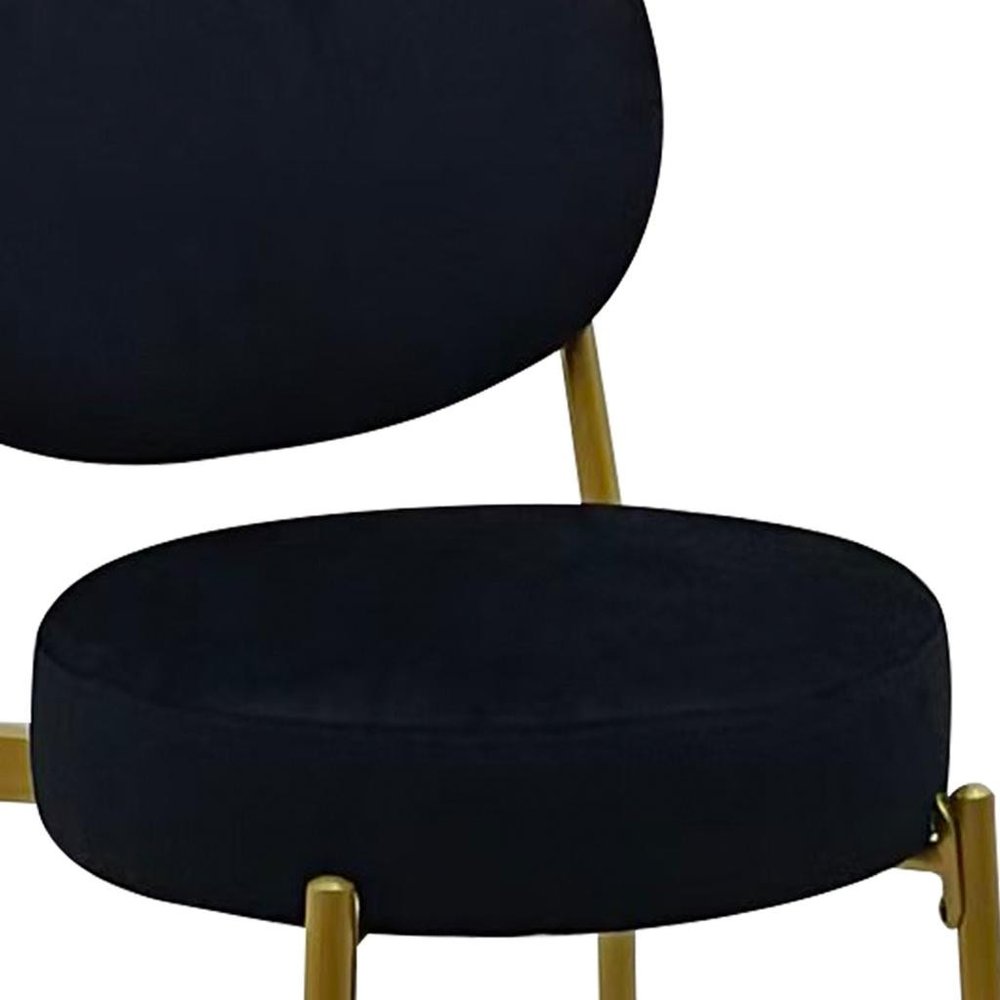 Set of Two 29" Black And Gold Velvet And Metal Low Back Bar Height Bar Chairs HomeRoots