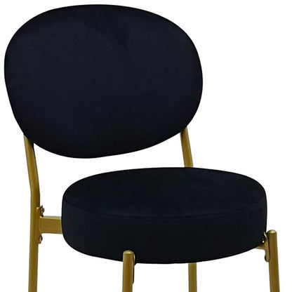 Set of Two 29" Black And Gold Velvet And Metal Low Back Bar Height Bar Chairs HomeRoots