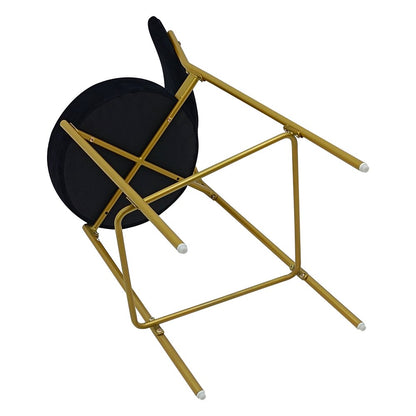 Set of Two 29" Black And Gold Velvet And Metal Low Back Bar Height Bar Chairs HomeRoots