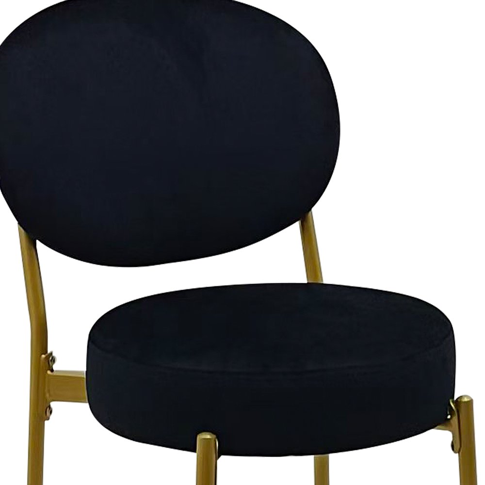 Set of Two 29" Black And Gold Velvet And Metal Low Back Bar Height Bar Chairs HomeRoots