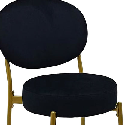 Set of Two 29" Black And Gold Velvet And Metal Low Back Bar Height Bar Chairs HomeRoots