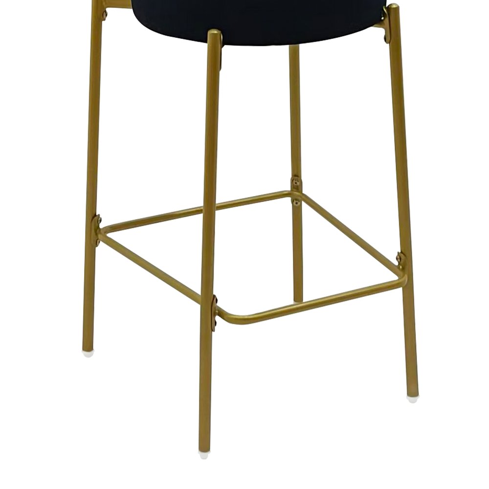 Set of Two 29" Black And Gold Velvet And Metal Low Back Bar Height Bar Chairs HomeRoots