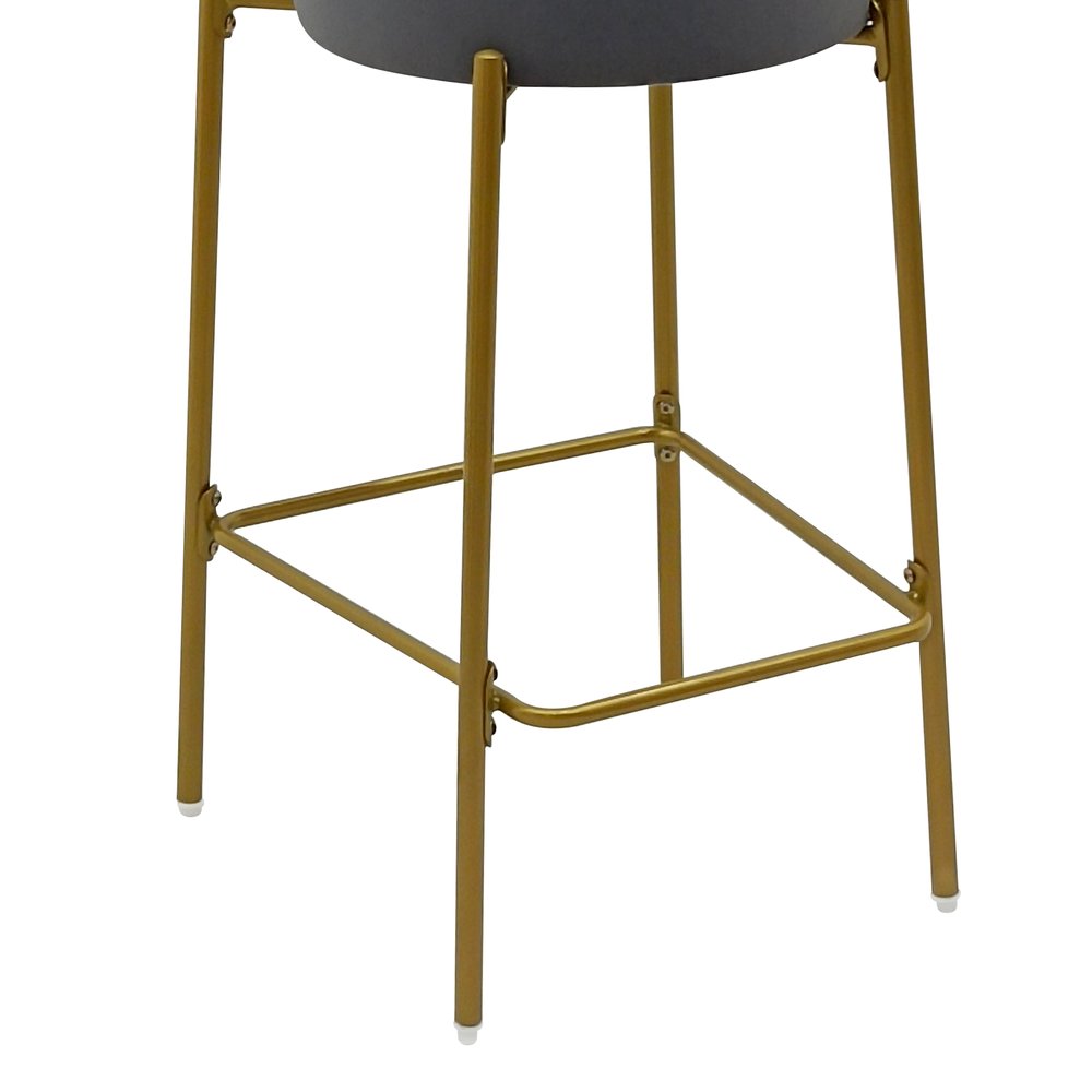 Set of Two 29" Gray And Gold Velvet And Metal Low Back Bar Height Bar Chairs HomeRoots
