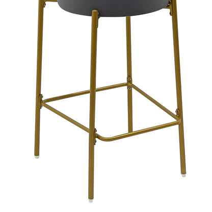 Set of Two 29" Gray And Gold Velvet And Metal Low Back Bar Height Bar Chairs HomeRoots