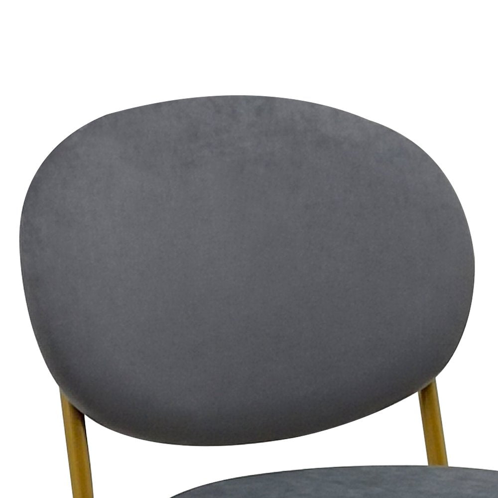 Set of Two 29" Gray And Gold Velvet And Metal Low Back Bar Height Bar Chairs HomeRoots