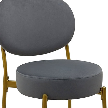Set of Two 29" Gray And Gold Velvet And Metal Low Back Bar Height Bar Chairs HomeRoots