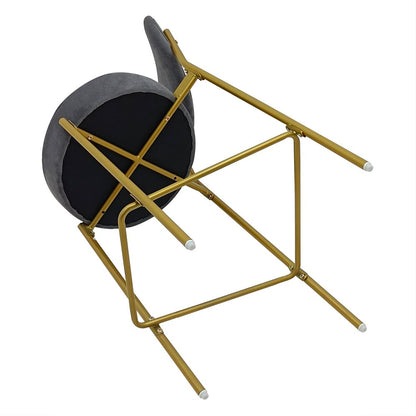 Set of Two 29" Gray And Gold Velvet And Metal Low Back Bar Height Bar Chairs HomeRoots
