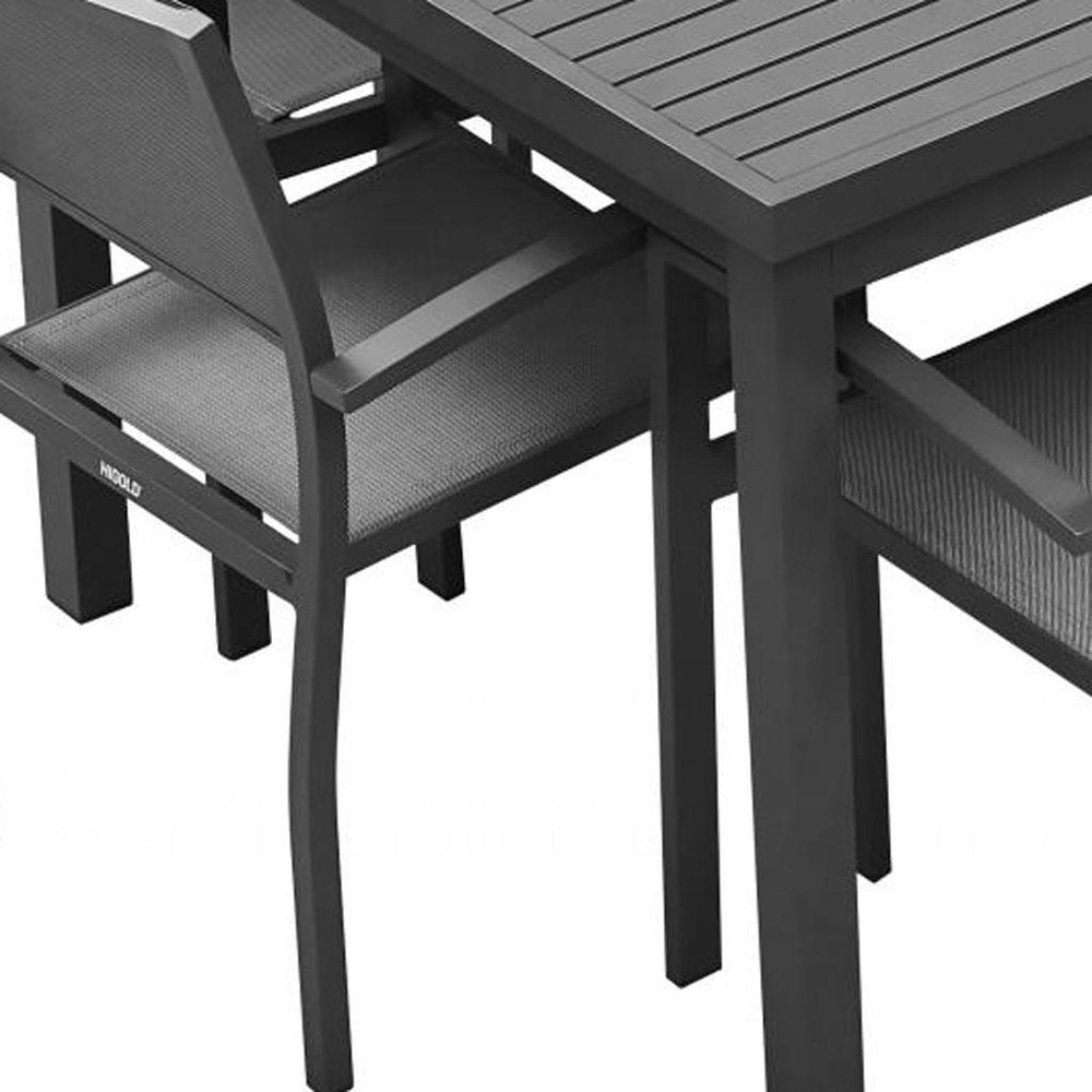 Nine Piece Black Metal Dining Set with Eight Chairs — view 4