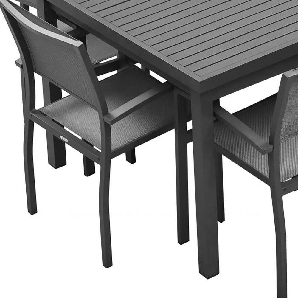 Nine Piece Black Metal Dining Set with Eight Chairs HomeRoots