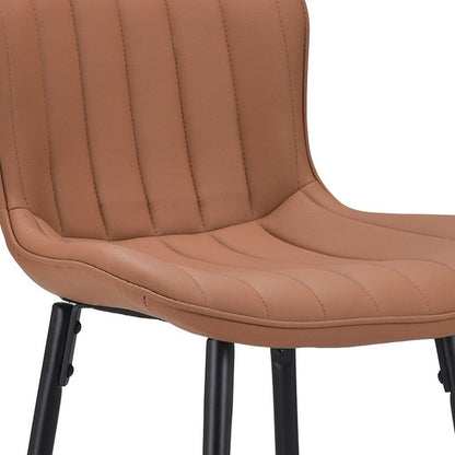 Set of Two 27" Brown And Black Faux Leather And Metal Low Back Counter Height Bar Chairs HomeRoots