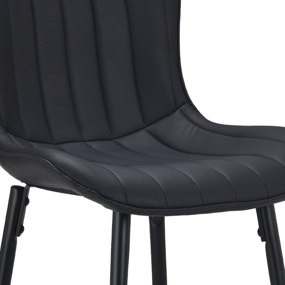 Set of Two 27" Black Faux Leather And Metal Low Back Counter Height Bar Chairs HomeRoots