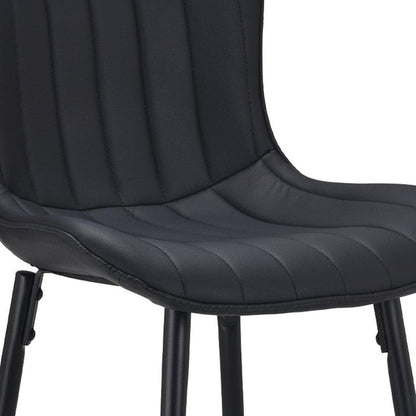 Set of Two 27" Black Faux Leather And Metal Low Back Counter Height Bar Chairs HomeRoots