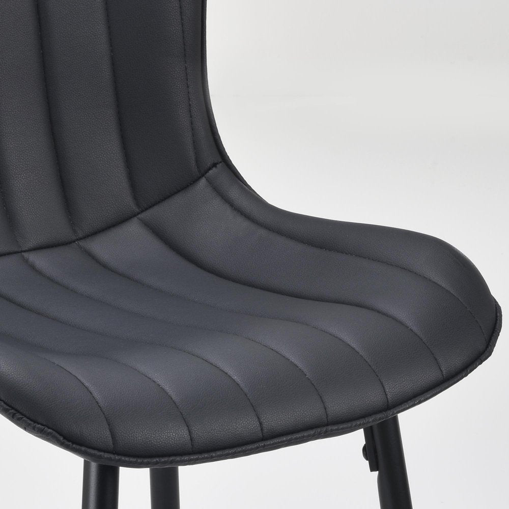 Set of Two 27" Black Faux Leather And Metal Low Back Counter Height Bar Chairs HomeRoots
