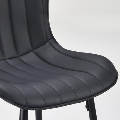 Set of Two 27" Black Faux Leather And Metal Low Back Counter Height Bar Chairs HomeRoots