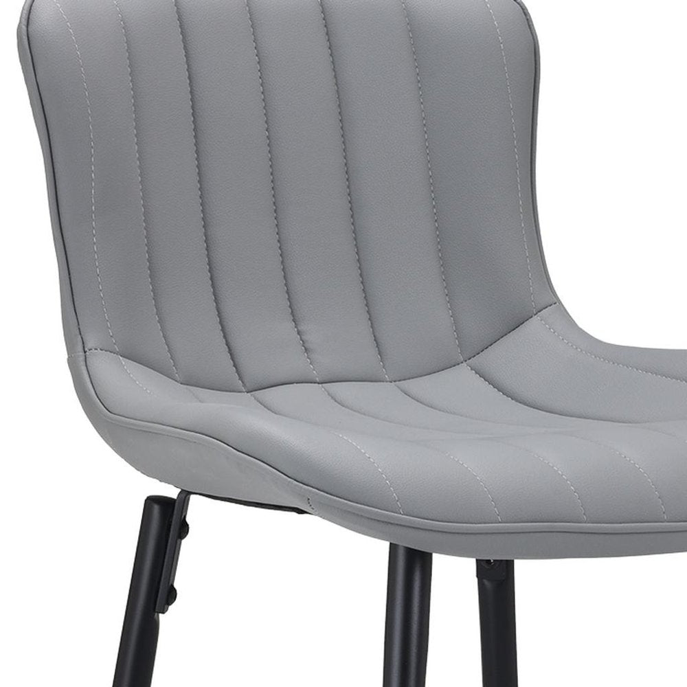 Set of Two 27" Gray And Black Faux Leather And Metal Low Back Counter Height Bar Chairs HomeRoots