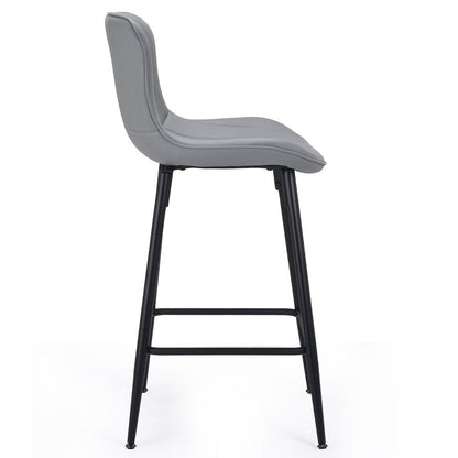Set of Two 27" Gray And Black Faux Leather And Metal Low Back Counter Height Bar Chairs HomeRoots
