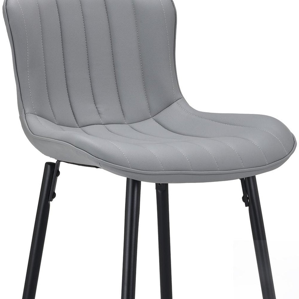 Set of Two 27" Gray And Black Faux Leather And Metal Low Back Counter Height Bar Chairs HomeRoots