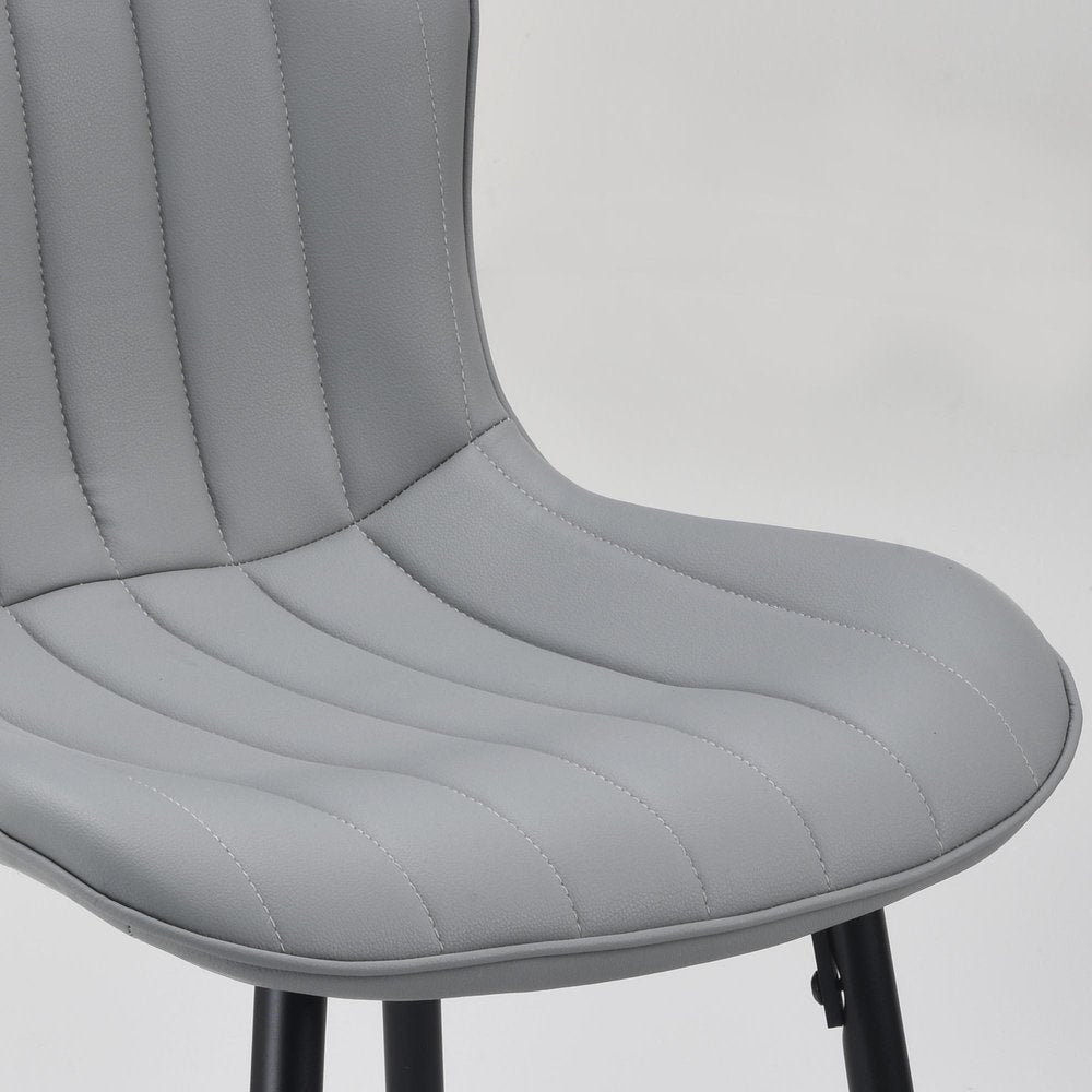 Set of Two 27" Gray And Black Faux Leather And Metal Low Back Counter Height Bar Chairs HomeRoots