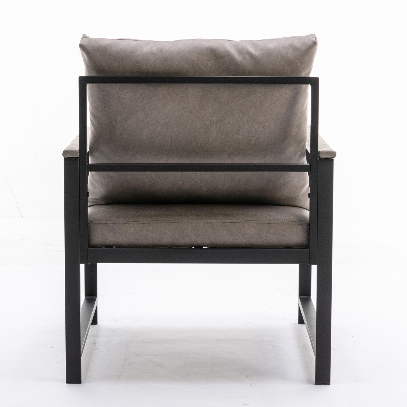 A&A Furniture Modern Faux Leather Accent Chair with Black Powder Coated Metal Frame Gray - FurniFindUSA