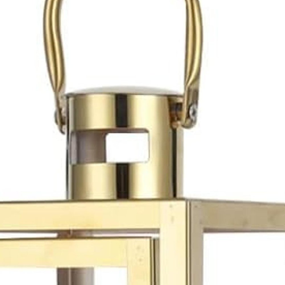 12" Clear And Gold Glass And Stainless Steel Tabletop Lantern Candle Holder HomeRoots