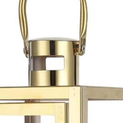 12" Clear And Gold Glass And Stainless Steel Tabletop Lantern Candle Holder HomeRoots
