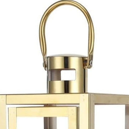 12" Clear And Gold Glass And Stainless Steel Tabletop Lantern Candle Holder HomeRoots