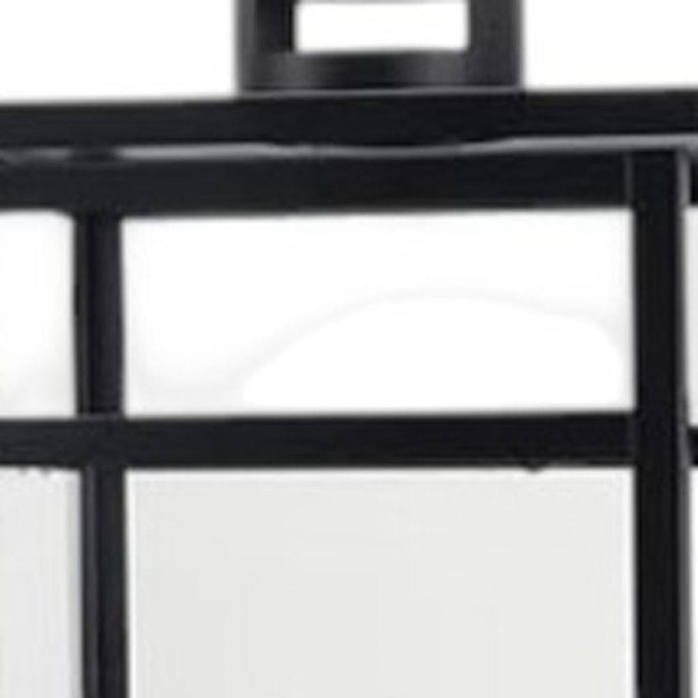 Set of Three Clear And Black Glass And Stainless Steel Tabletop Lantern Candle Holders HomeRoots