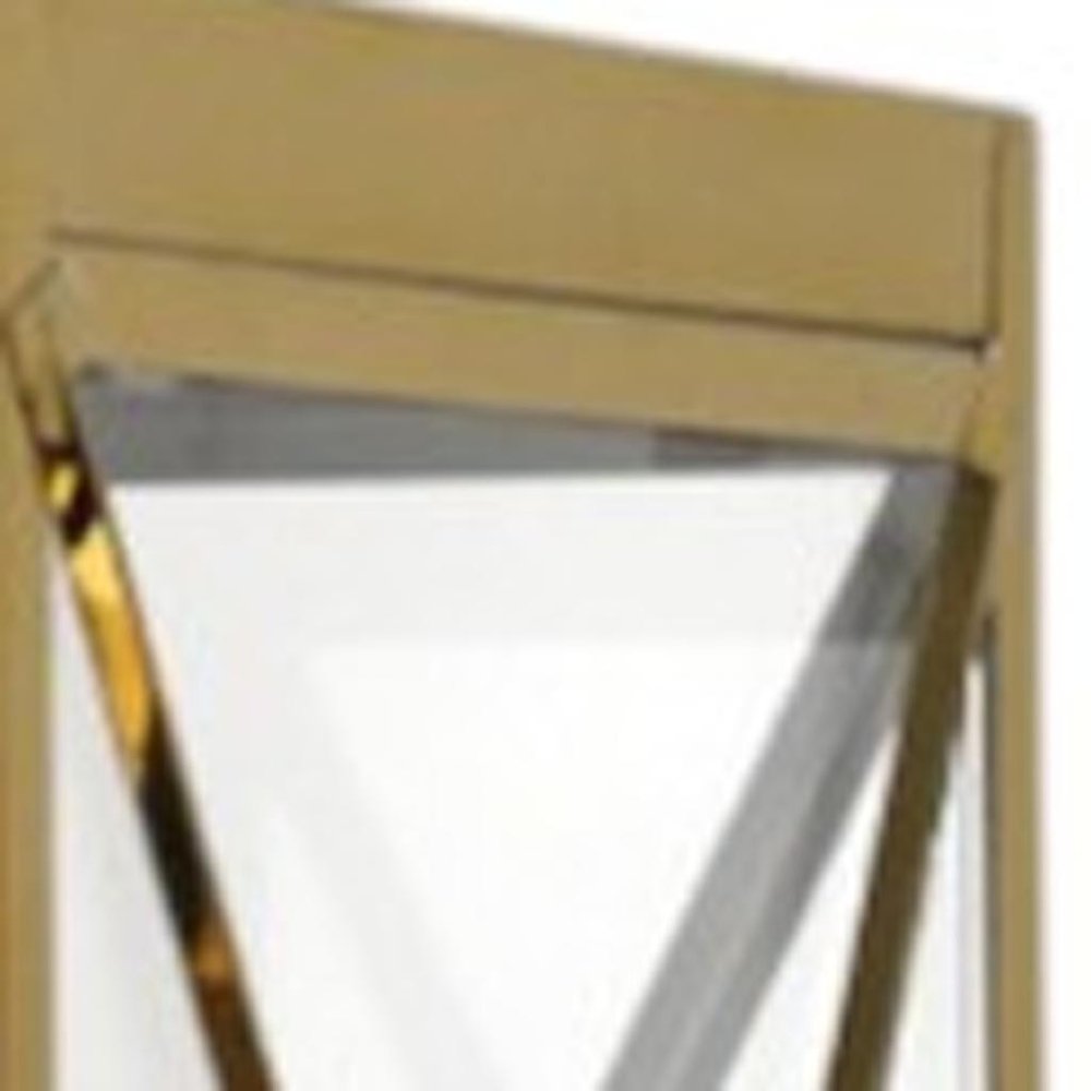 Set of Three Clear And Gold Glass And Stainless Steel Floor Lantern Candle Holders HomeRoots