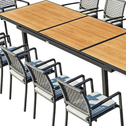 13 Piece Natural and Black Solid Wood Dining Set with Twelve Chairs HomeRoots