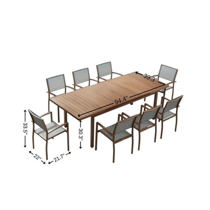 Nine Piece Brown Metal Dining Set with Eight Chairs HomeRoots